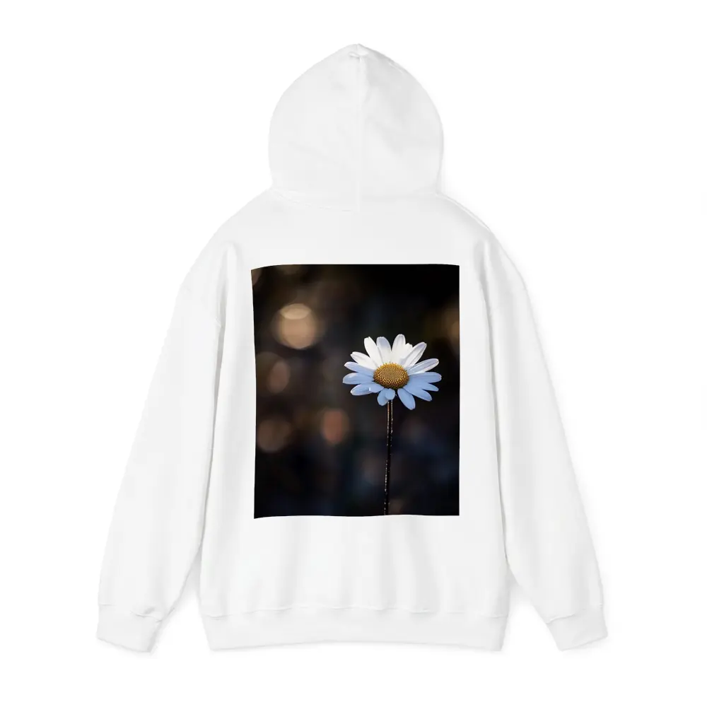 Single Daisy Flower Dark Bokeh Background – Hoodies