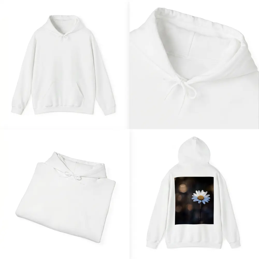 Single Daisy Flower Dark Bokeh Background – Hoodies
