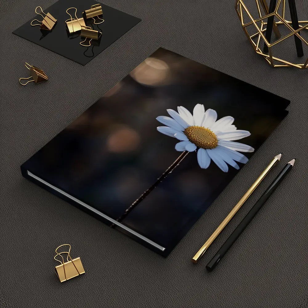 Single Daisy Flower Dark Bokeh Background – Notebooks