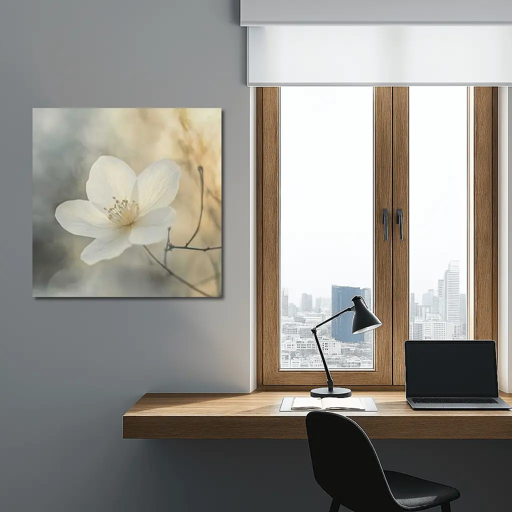 White Anemone Flower Soft Misty Background – Wall Art