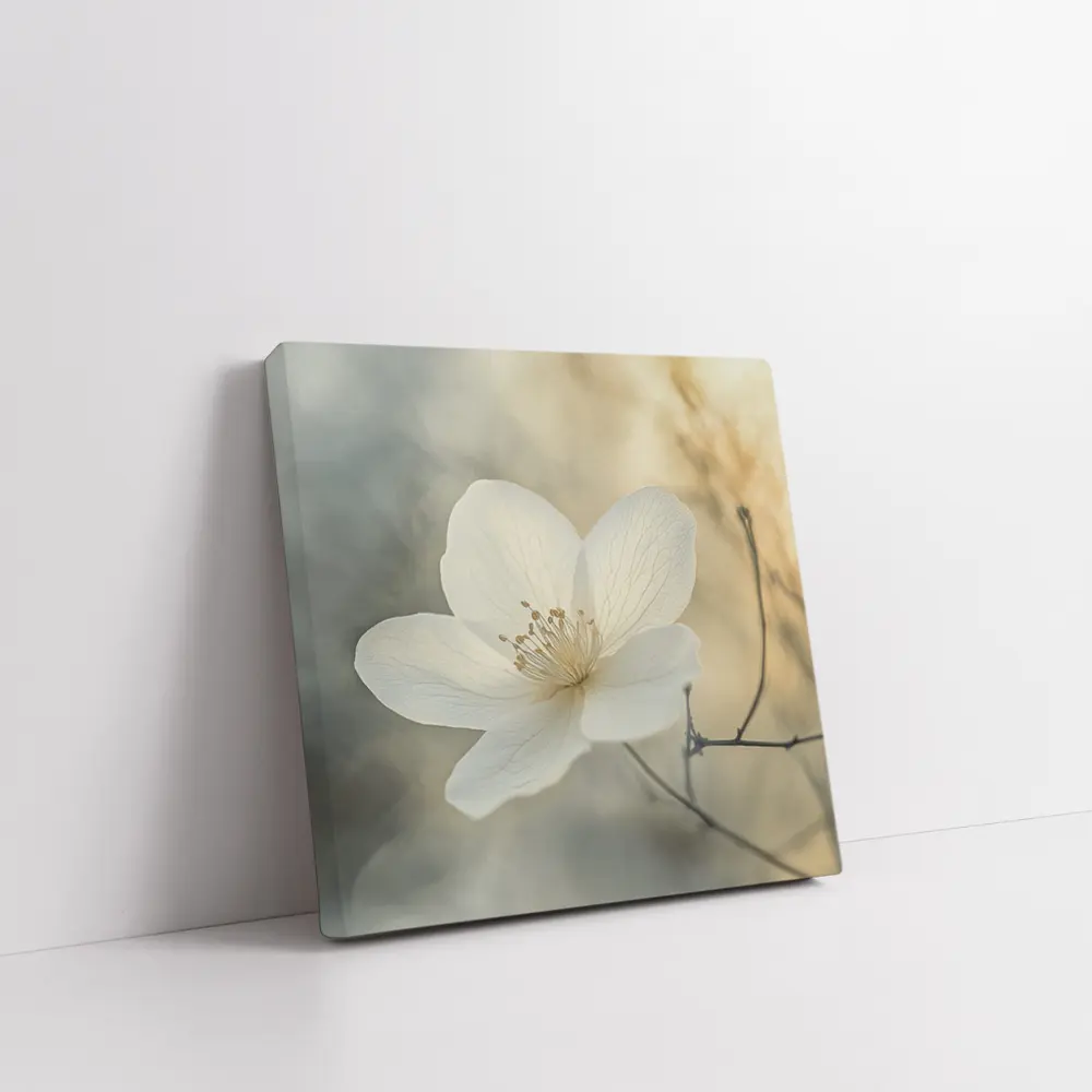 White Anemone Flower Soft Misty Background – Wall Art