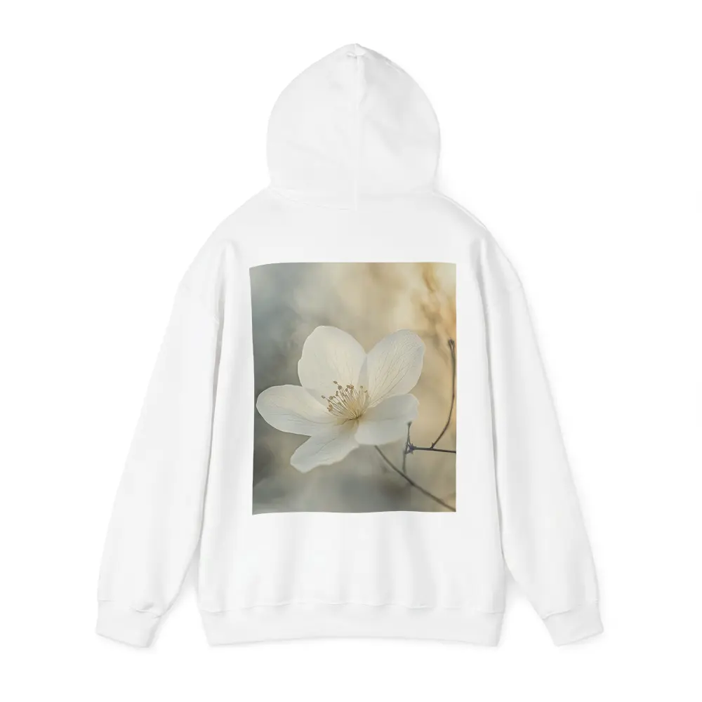 White Anemone Flower Soft Misty Background – Hoodies