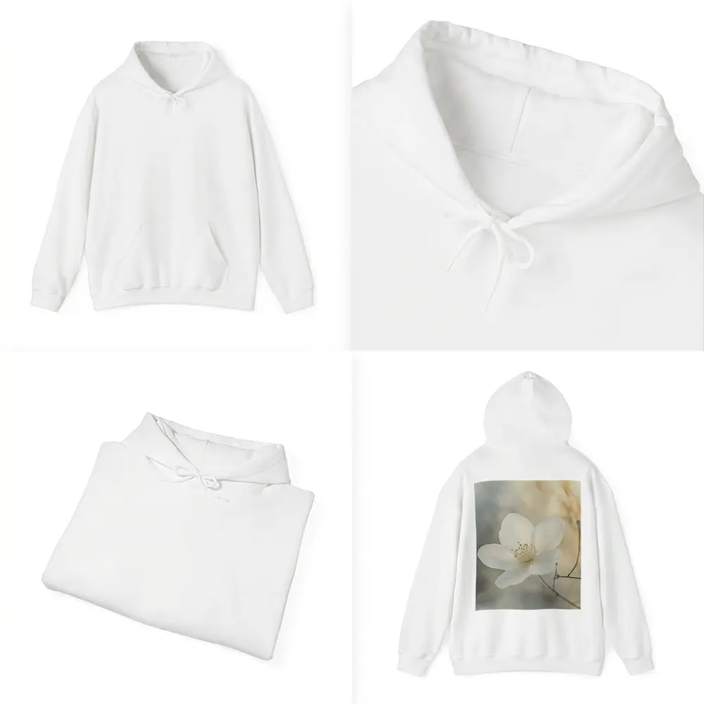 White Anemone Flower Soft Misty Background – Hoodies