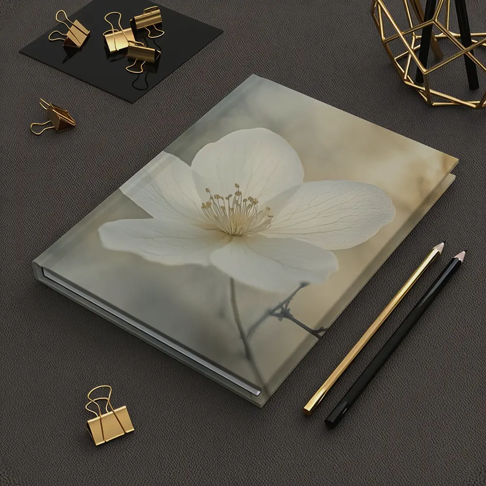 White Anemone Flower Soft Misty Background – Notebooks