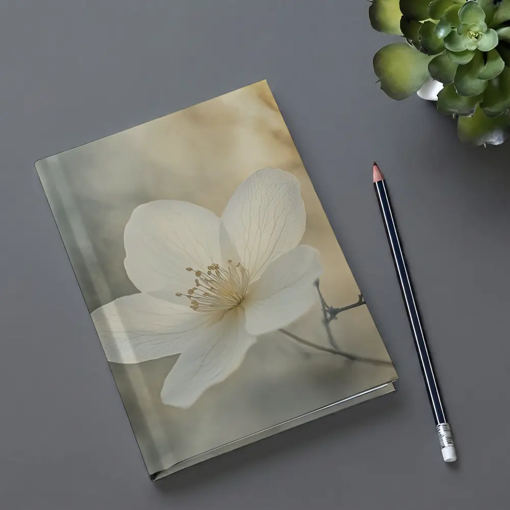 White Anemone Flower Soft Misty Background – Notebooks