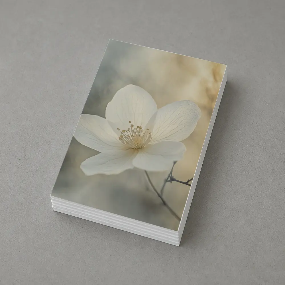 White Anemone Flower Soft Misty Background – Postcards