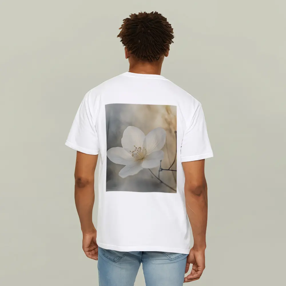 White Anemone Flower Soft Misty Background – T-Shirts