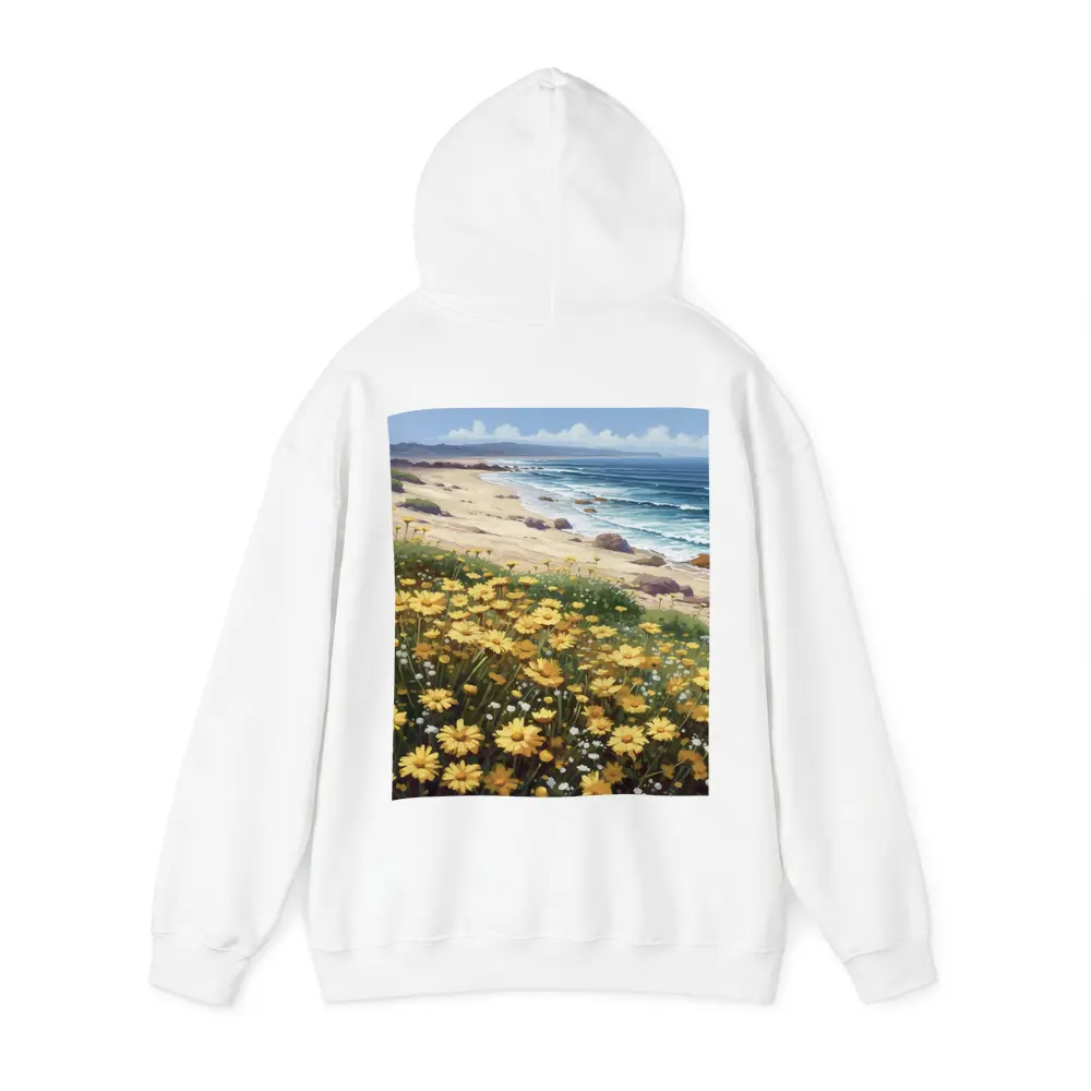 Yellow Daisies Coastal Beach Ocean Landscape Painting – Hoodies