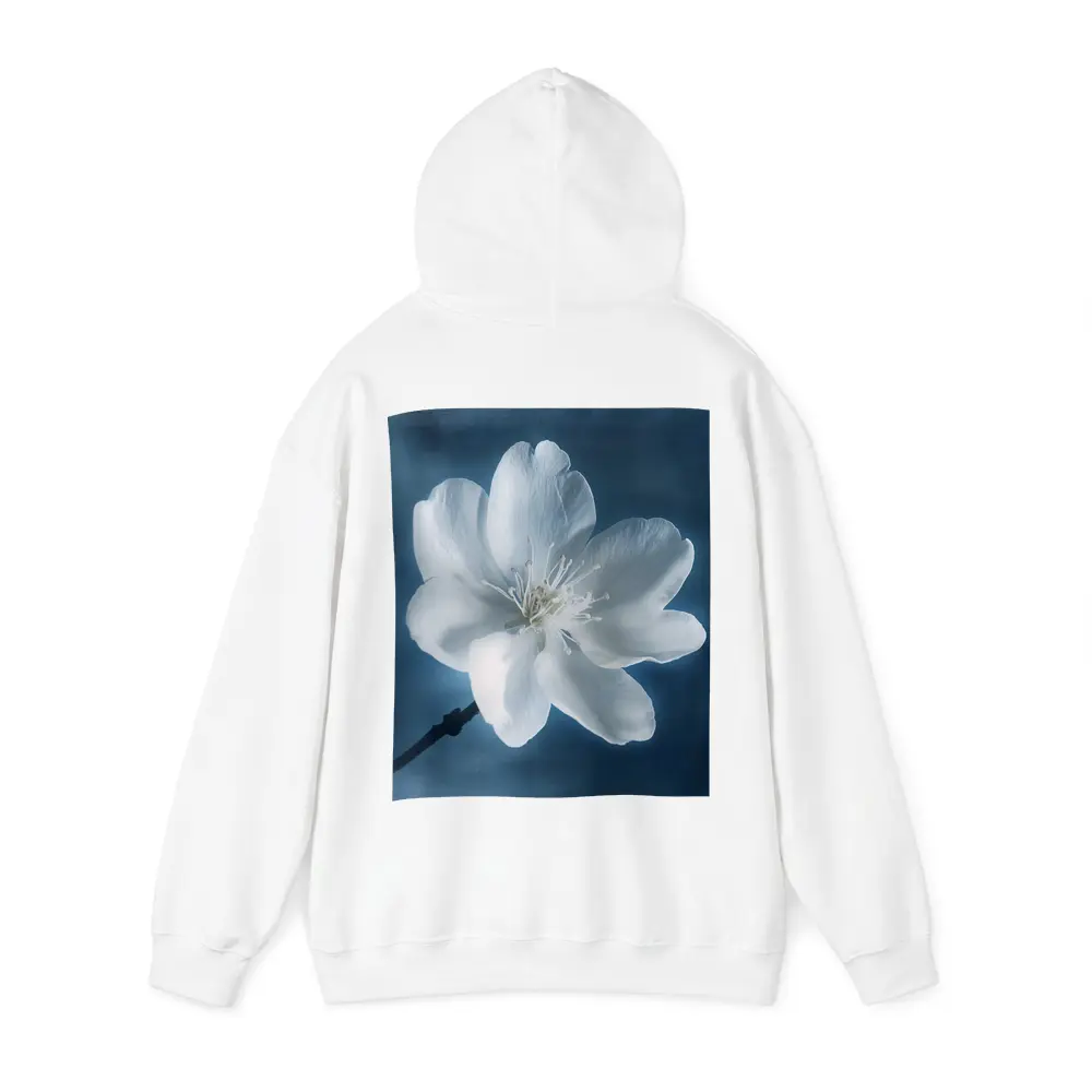 White Cherry Blossom Flower Blue Background – Hoodies