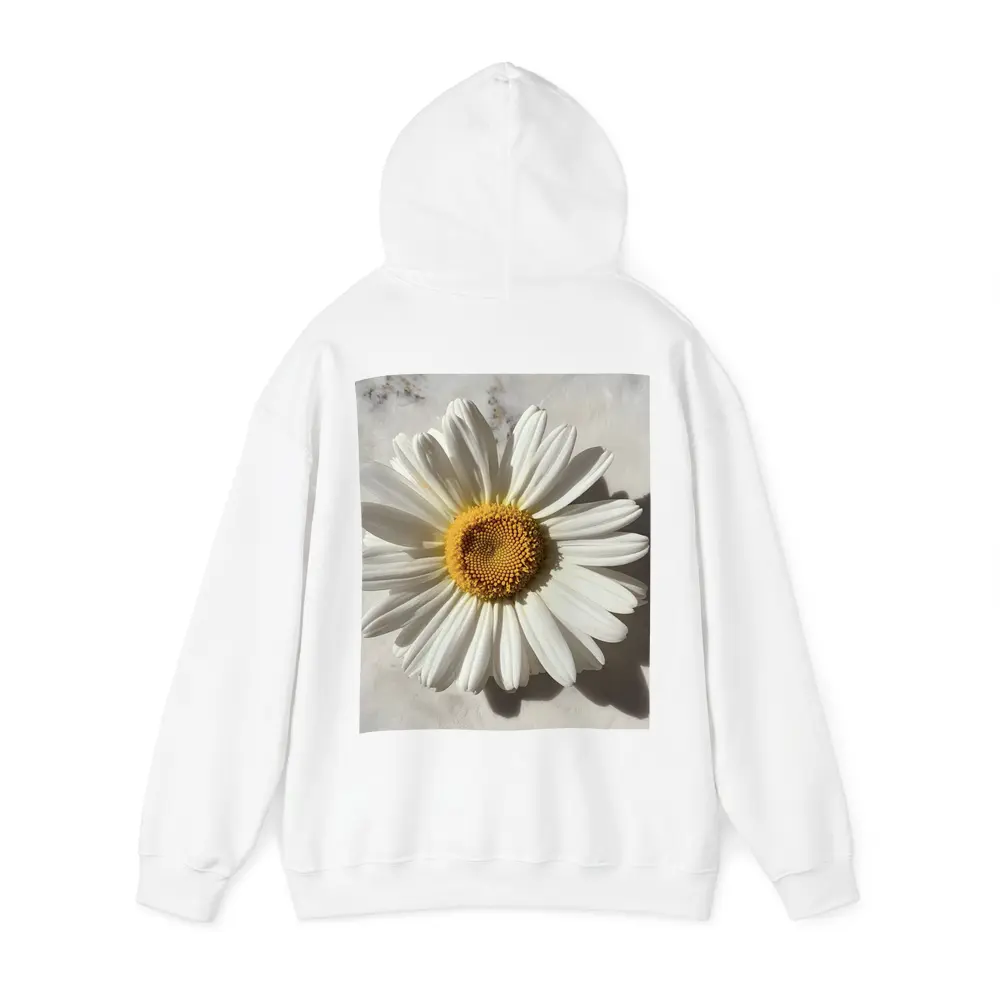 White Daisy Flower On Marble Surface – Hoodies