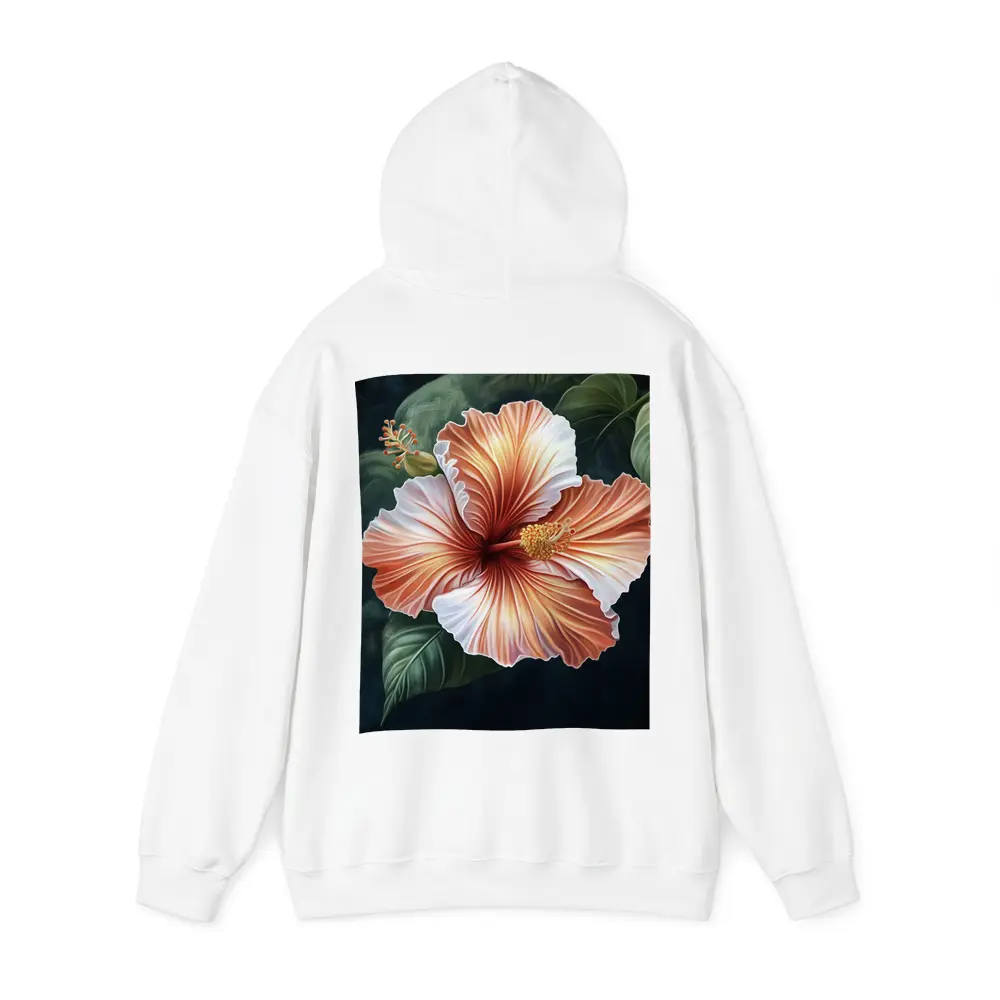 Peach Hibiscus Flower Dark Botanical Background – Hoodies