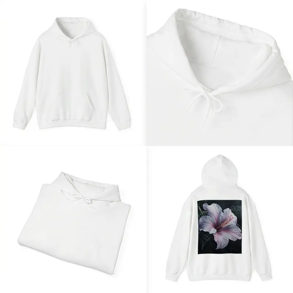 Pink Hibiscus Flower Dark Botanical Art – Hoodies