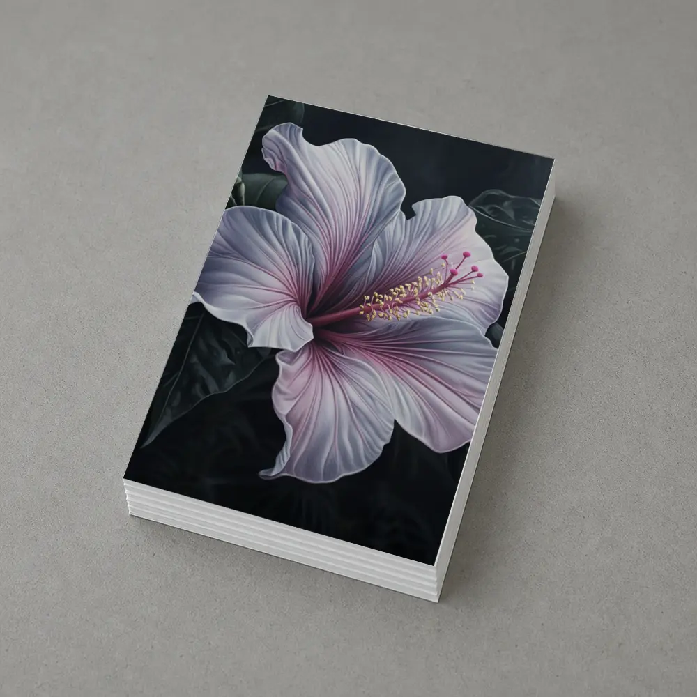 Pink Hibiscus Flower Dark Botanical Art – Postcards