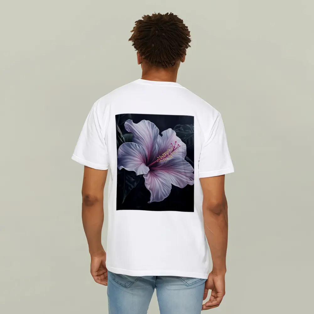 Pink Hibiscus Flower Dark Botanical Art – T-Shirts
