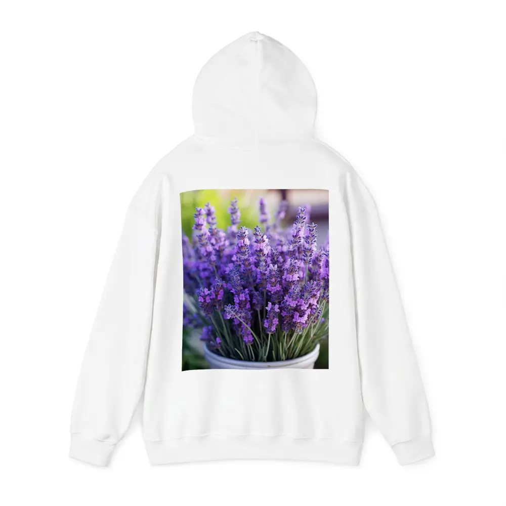 Lavender Flowers In White Pot Garden – Hoodies