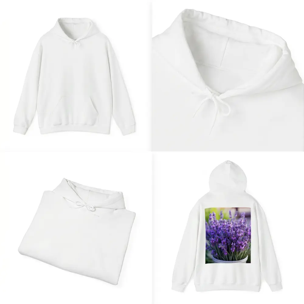 Lavender Flowers In White Pot Garden – Hoodies