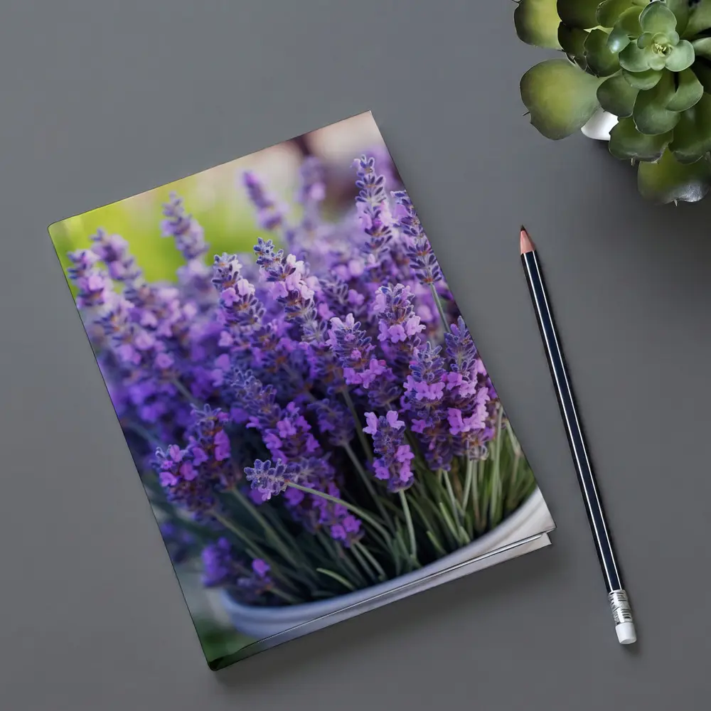 Lavender Flowers In White Pot Garden – Notebooks
