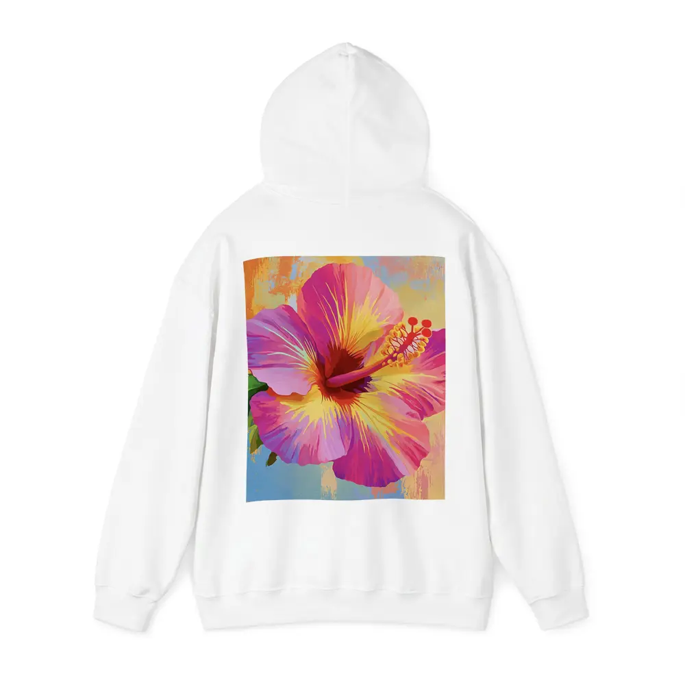 Pink Hibiscus Flower Colorful Painted Background – Hoodies