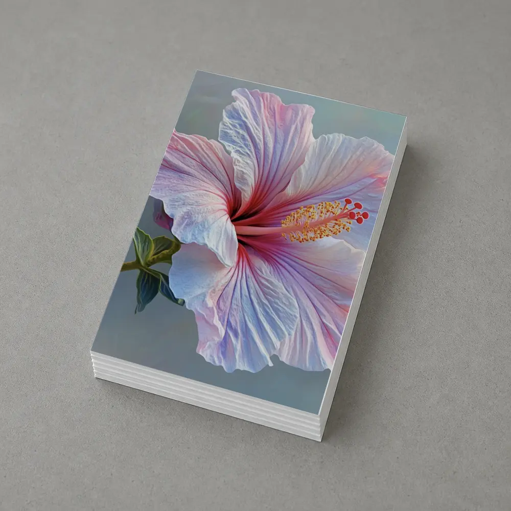 Pink Hibiscus Flower Soft Blue Background – Postcards