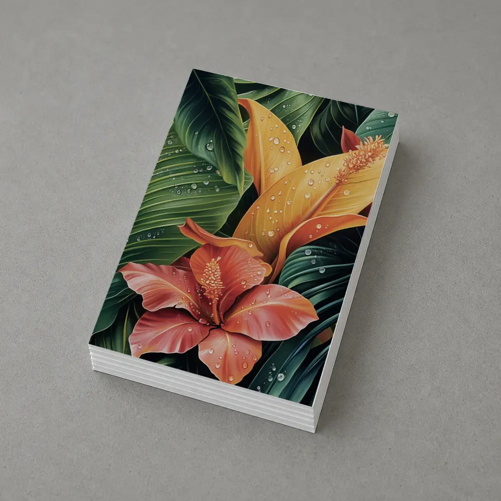Tropical Hibiscus Flowers With Raindrops Painting – Postcards