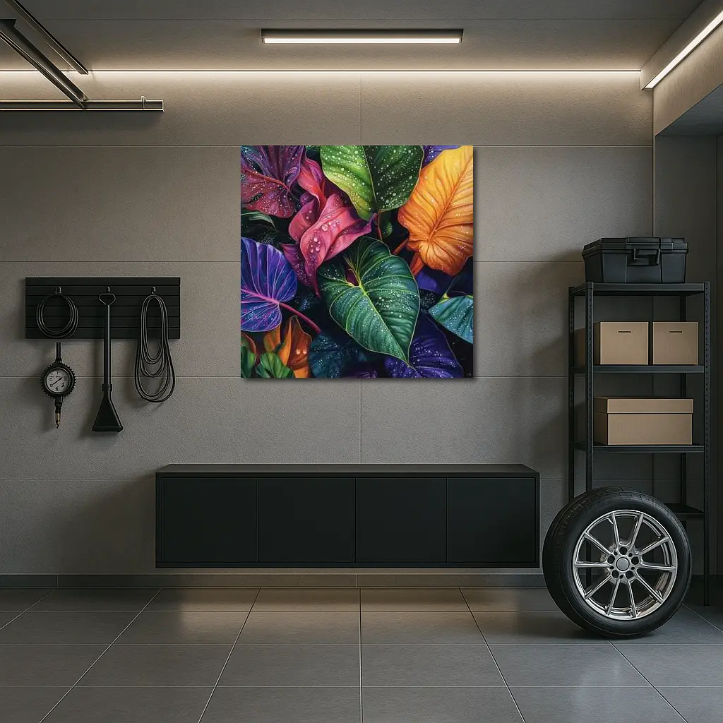 Tropical Leaves With Water Droplets Art – Wall Art