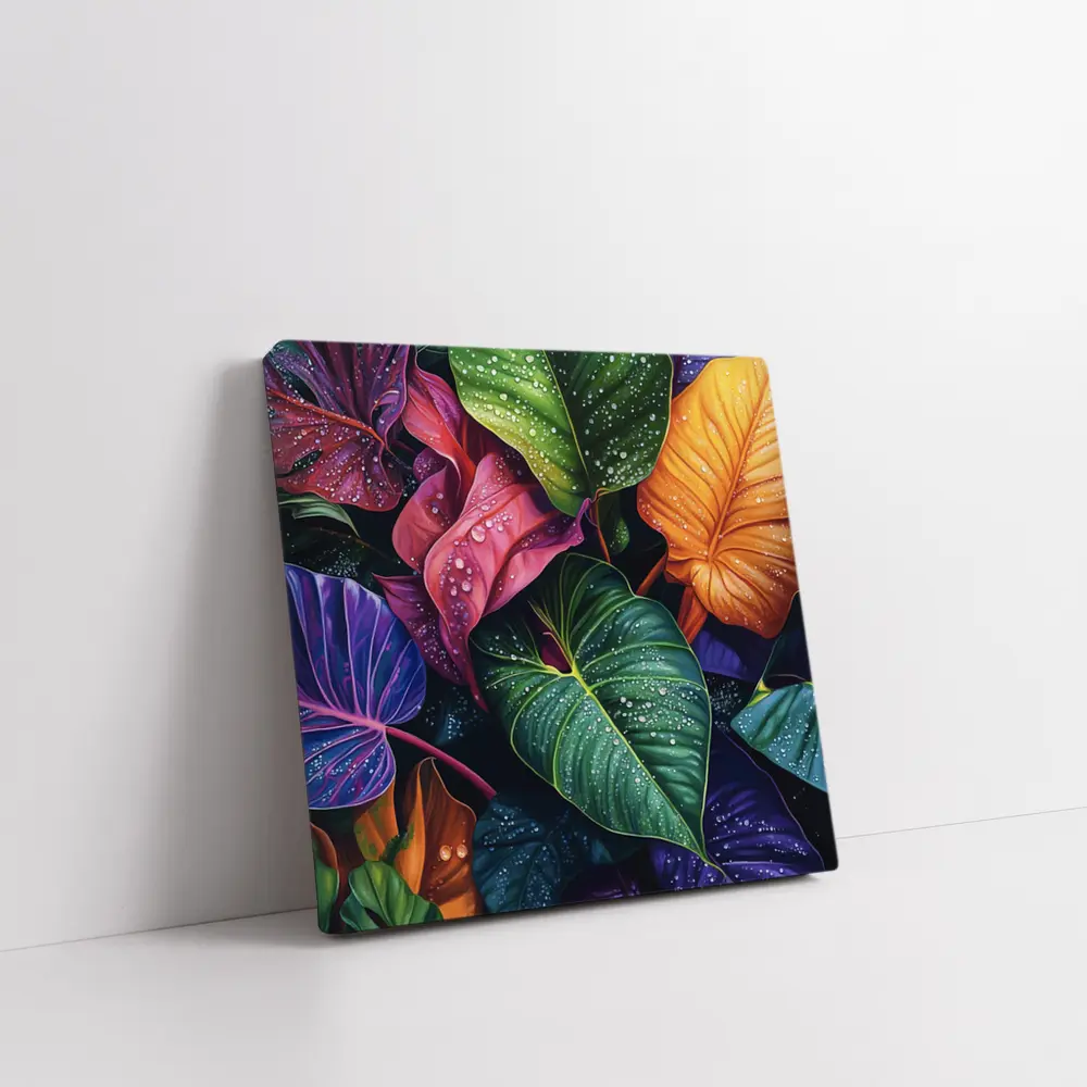 Tropical Leaves With Water Droplets Art – Wall Art