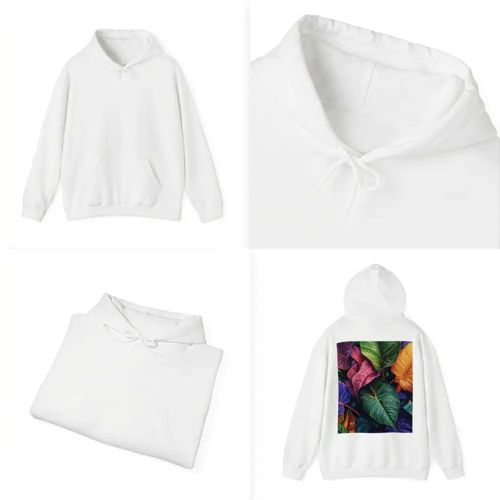 Tropical Leaves With Water Droplets Art – Hoodies