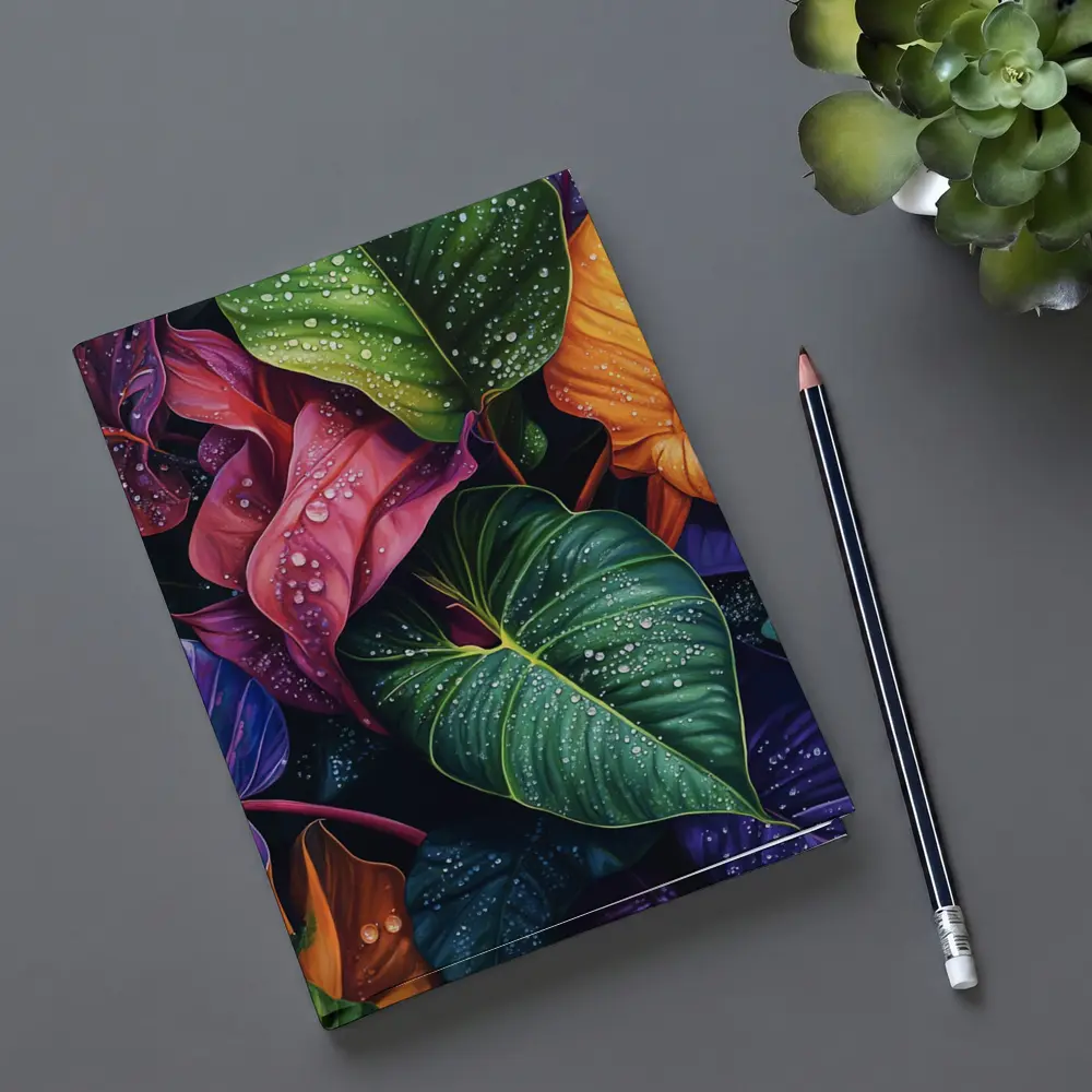 Tropical Leaves With Water Droplets Art – Notebooks