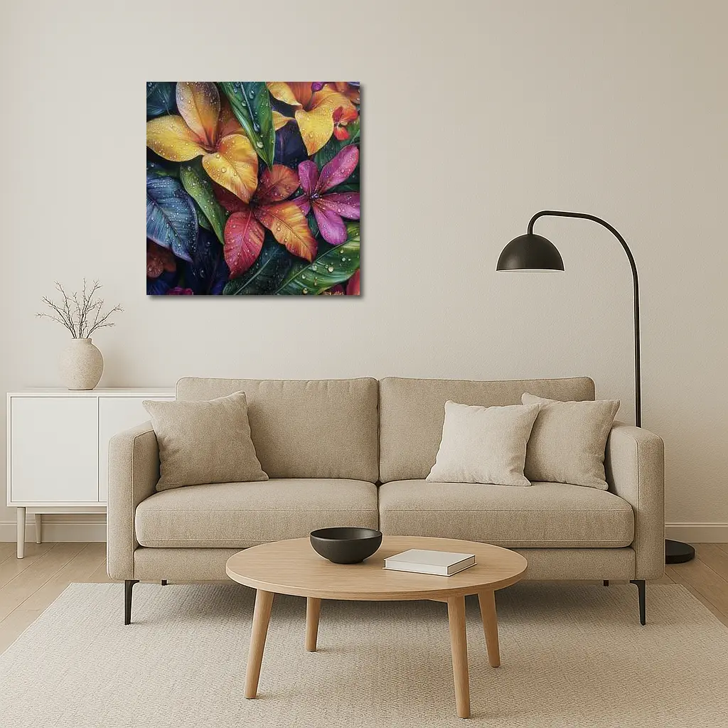 Tropical Plumeria Flowers With Raindrops Art – Wall Art