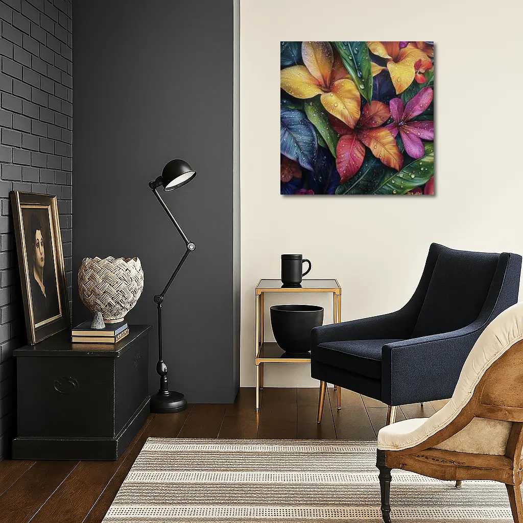 Tropical Plumeria Flowers With Raindrops Art – Wall Art