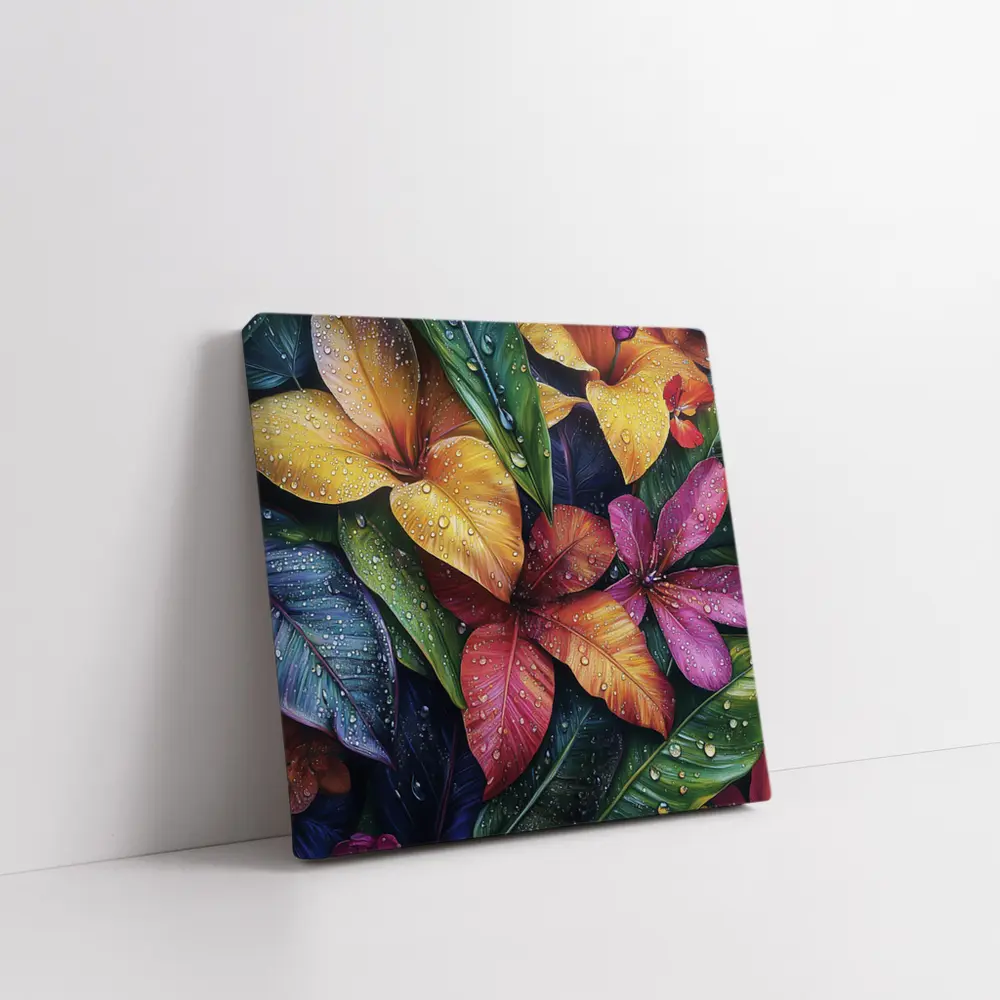 Tropical Plumeria Flowers With Raindrops Art – Wall Art