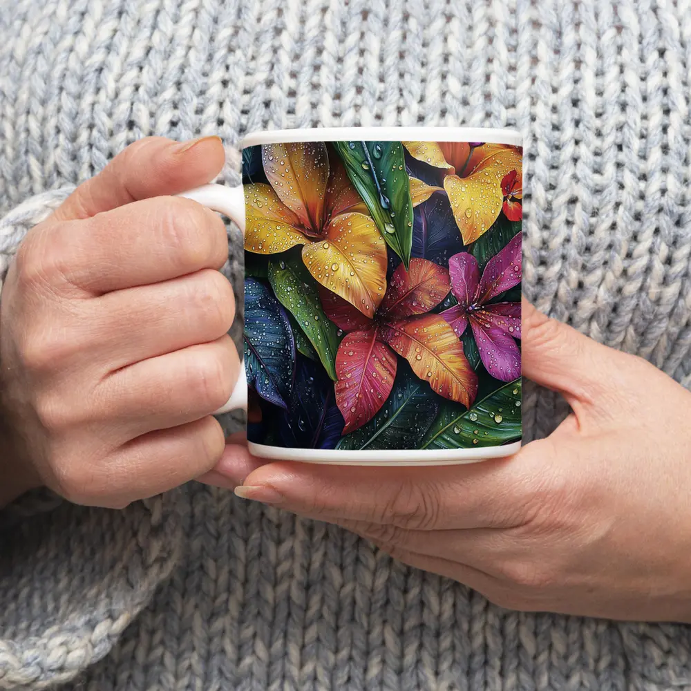 Tropical Plumeria Flowers With Raindrops Art – Mugs