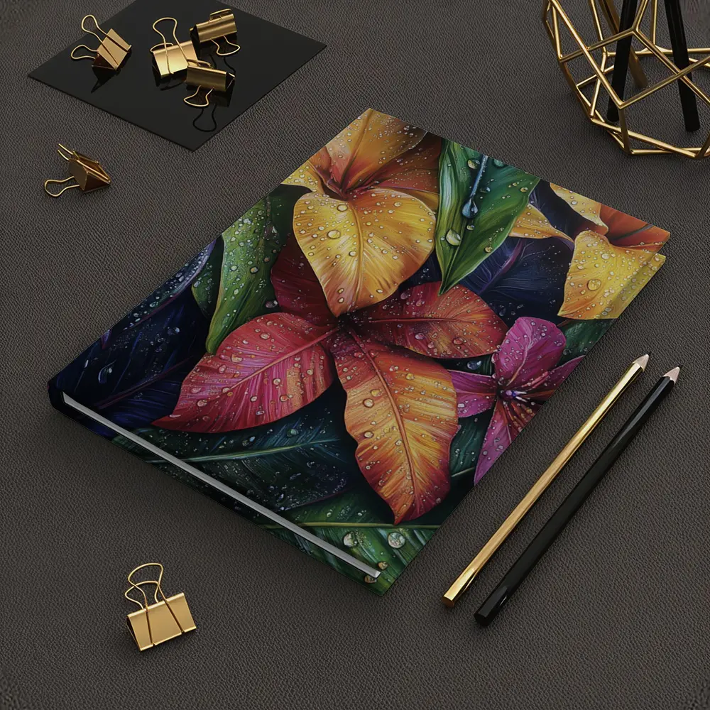 Tropical Plumeria Flowers With Raindrops Art – Notebooks