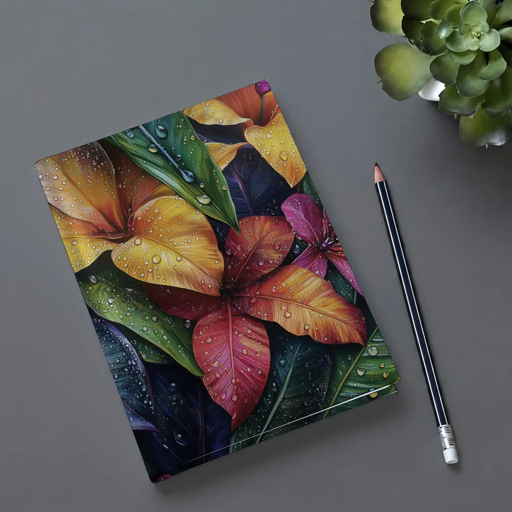 Tropical Plumeria Flowers With Raindrops Art – Notebooks