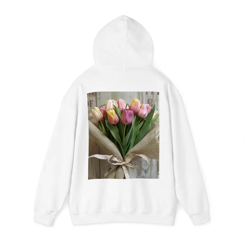 Pink Tulips Bouquet Wrapped in Burlap – Hoodies