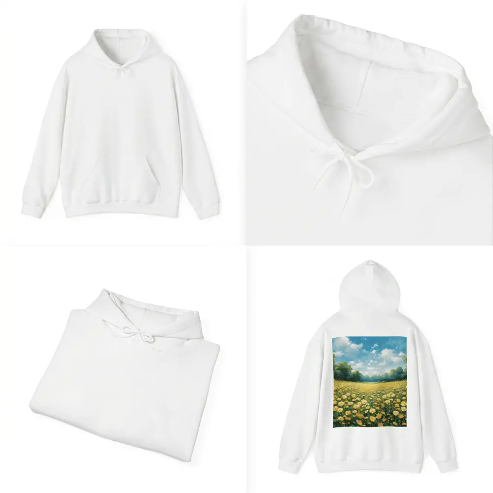 Yellow Daisy Field Blue Sky Painting – Hoodies