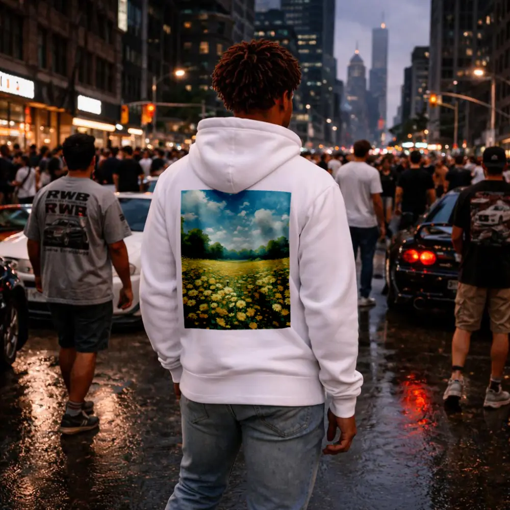 Yellow Daisy Field Blue Sky Painting – Hoodies