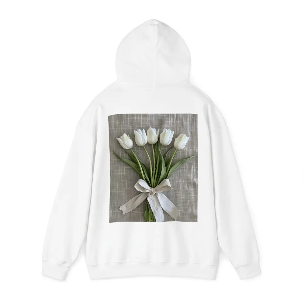 White Tulips Bouquet Tied With Linen Ribbon – Hoodies
