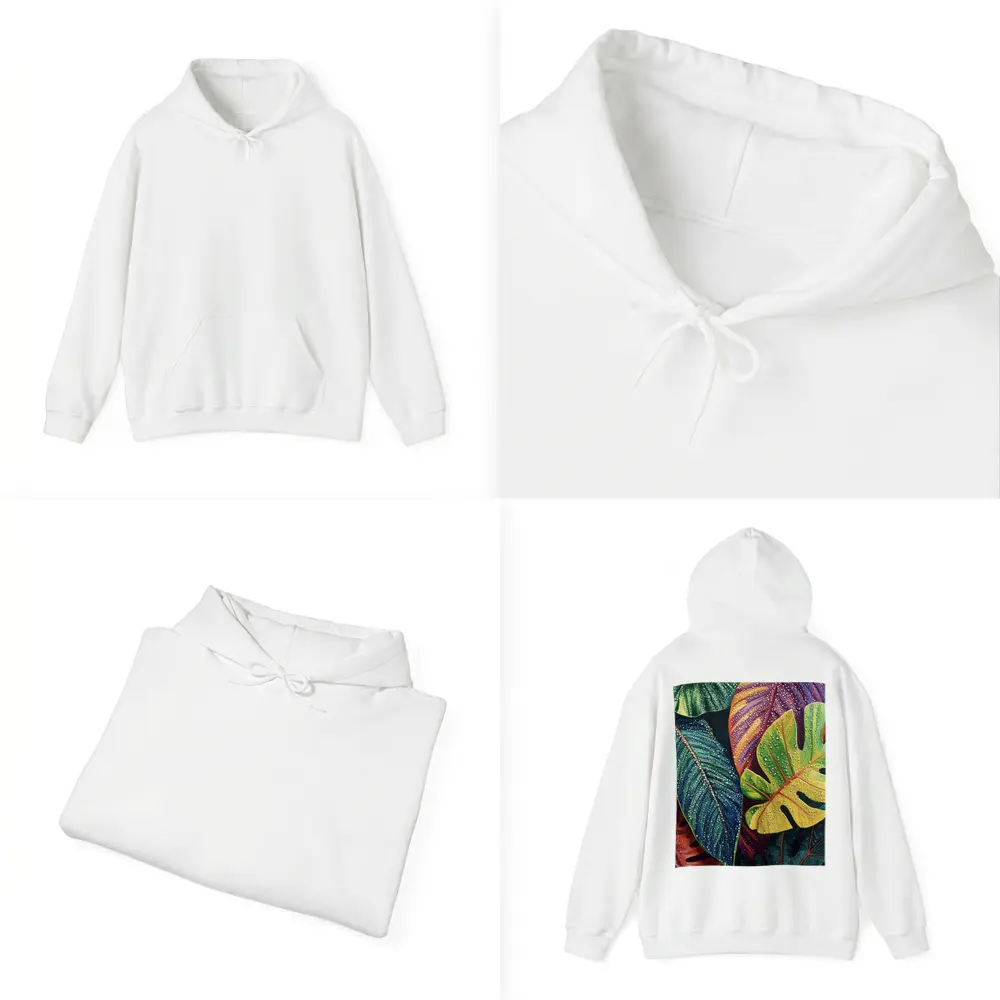 Tropical Monstera Leaves With Dew Drops – Hoodies