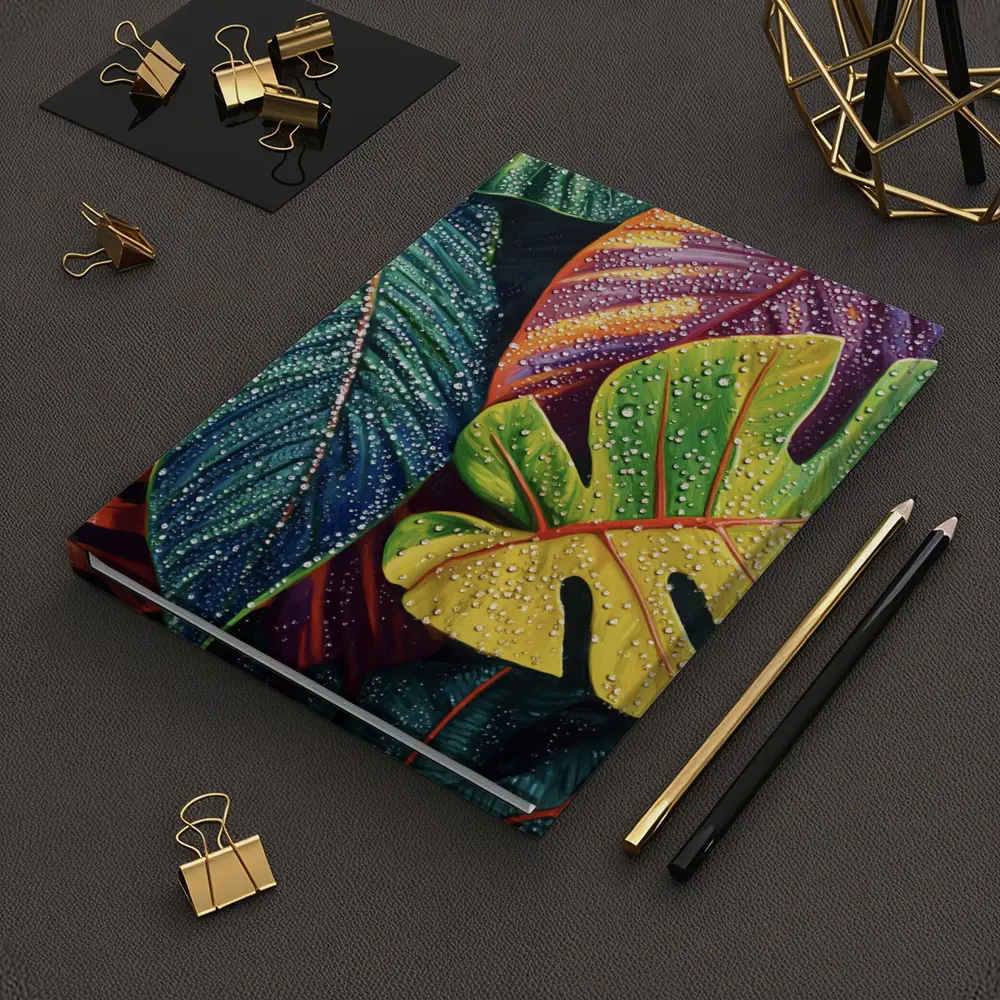 Tropical Monstera Leaves With Dew Drops – Notebooks