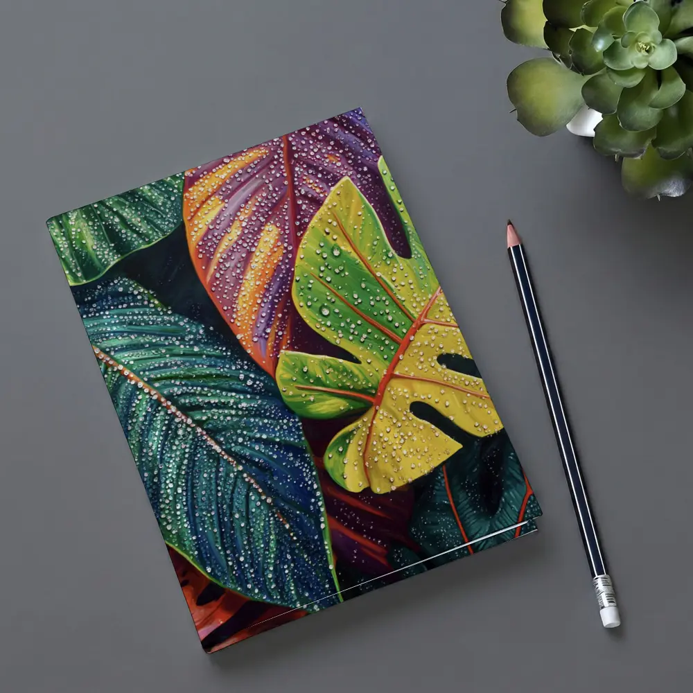 Tropical Monstera Leaves With Dew Drops – Notebooks