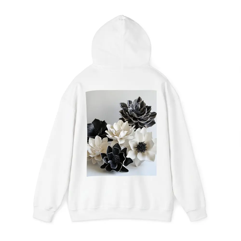 Black White Ceramic Dahlia Flowers Sculptural Art – Hoodies
