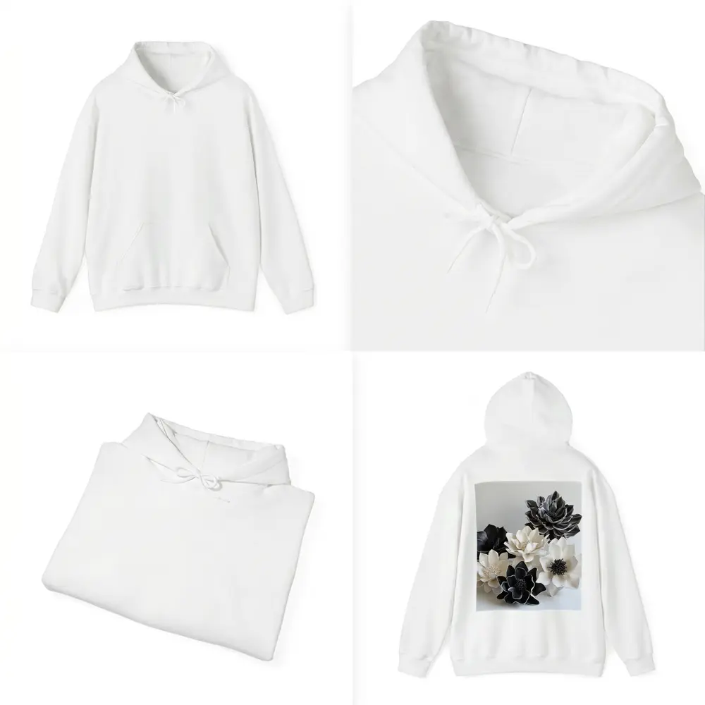 Black White Ceramic Dahlia Flowers Sculptural Art – Hoodies