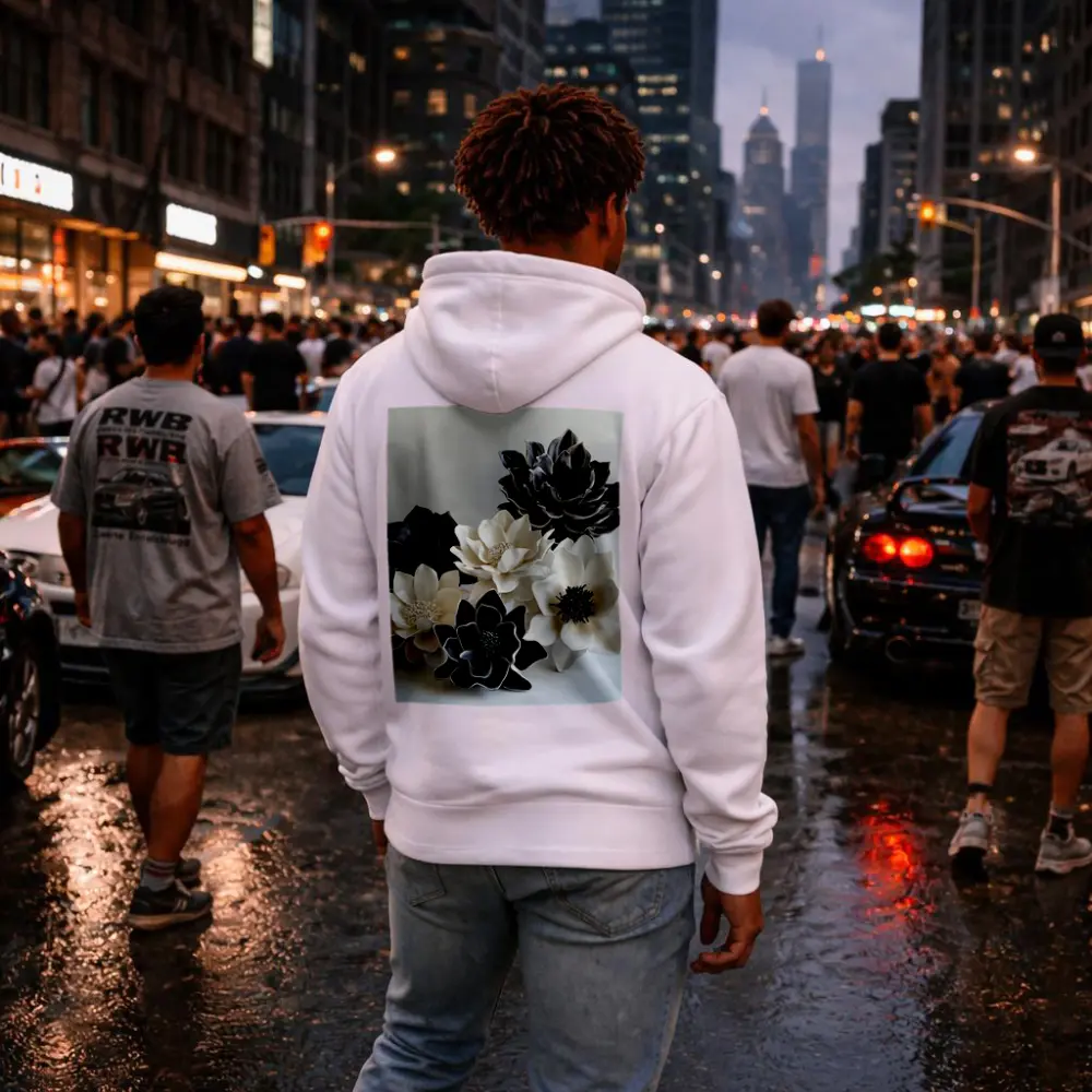 Black White Ceramic Dahlia Flowers Sculptural Art – Hoodies