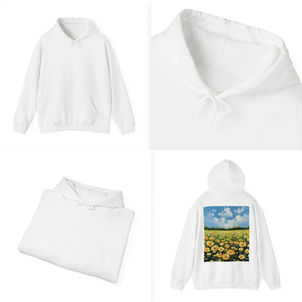 Yellow Daisy Field Blue Sky Painting – Hoodies