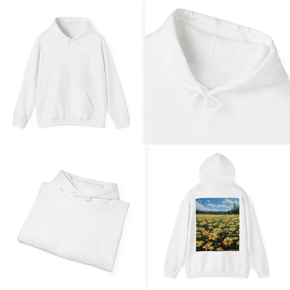 Yellow Daisy Field Blue Sky Painting – Hoodies
