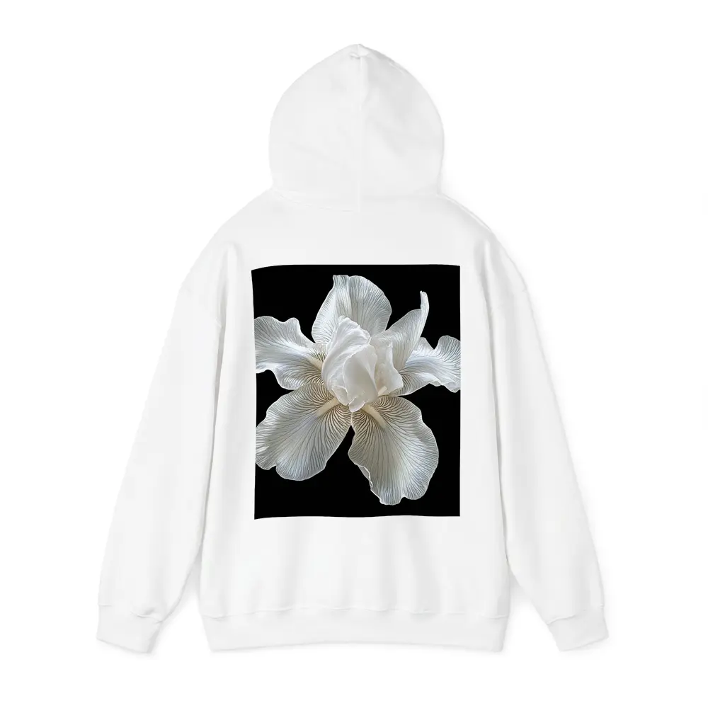 White Iris Flower On Black Background – Hoodies