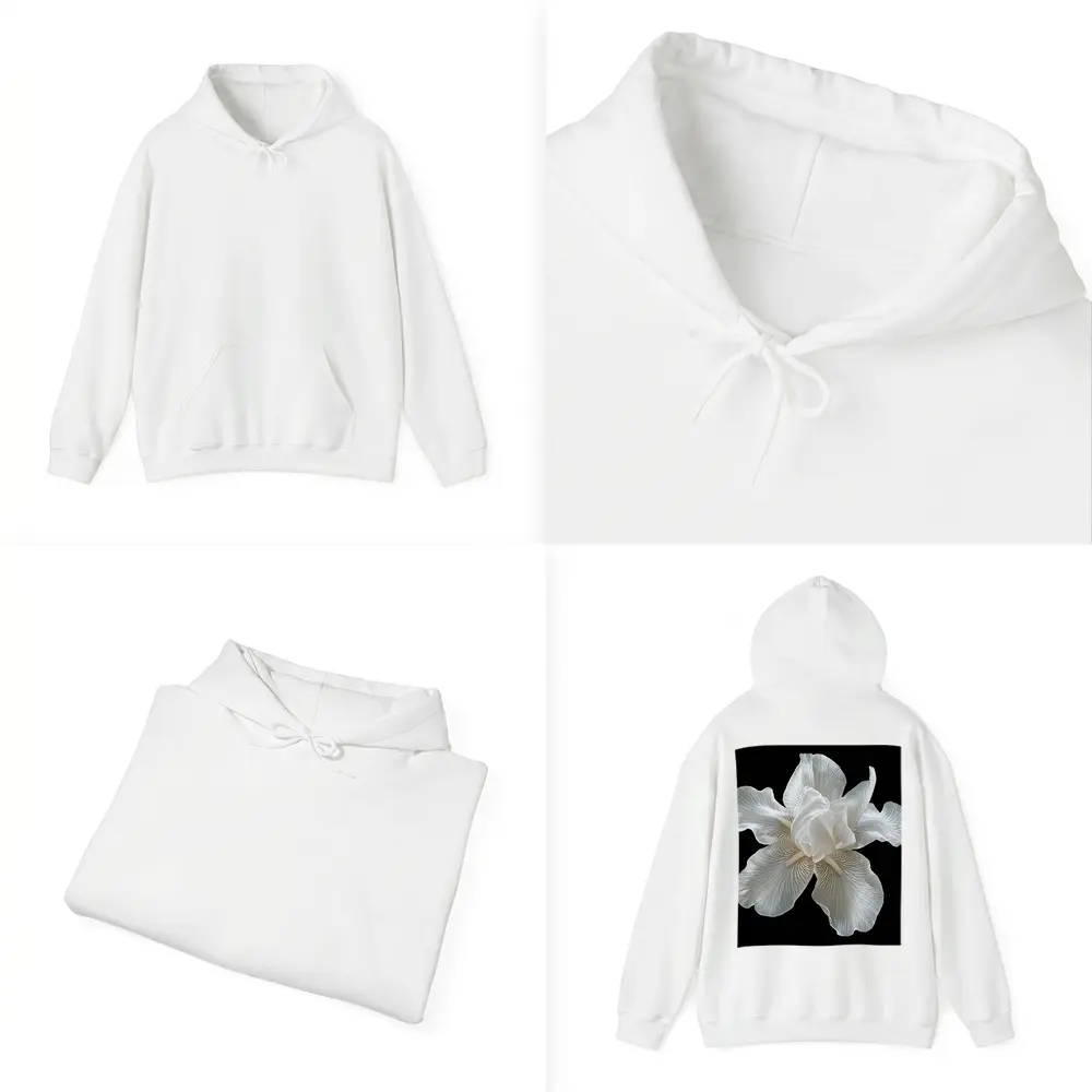 White Iris Flower On Black Background – Hoodies