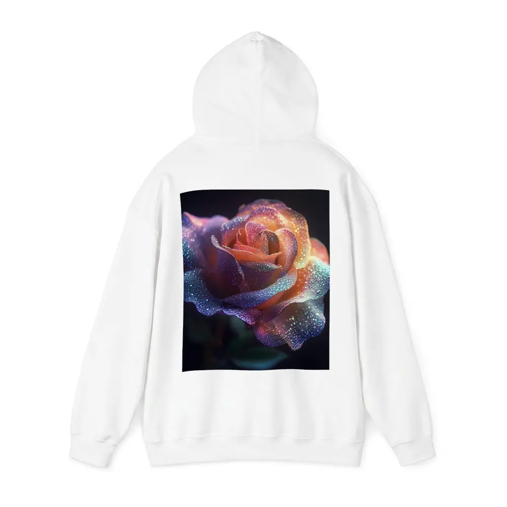 Glittery Rainbow Rose on Dark Background – Hoodies