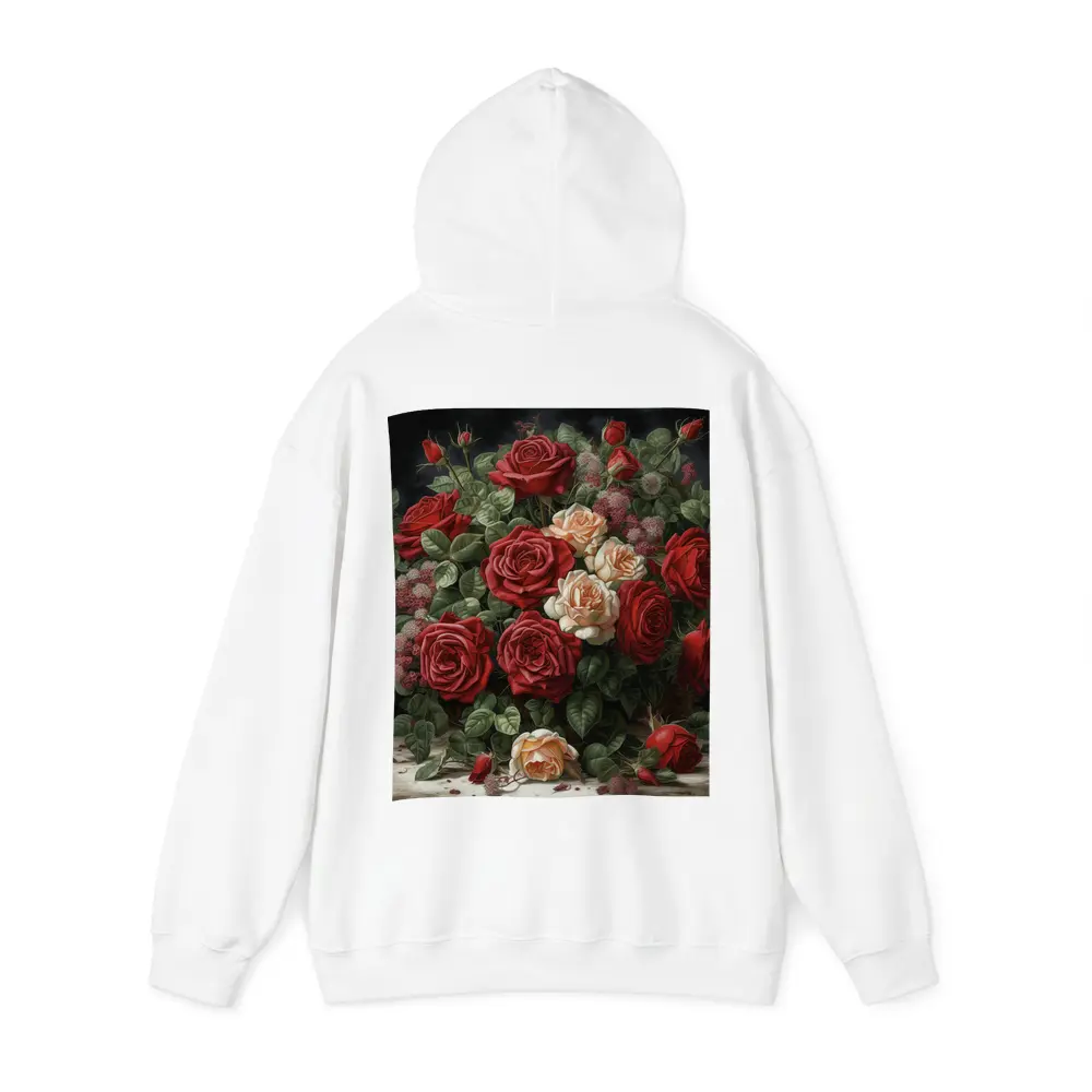 Red and Cream Roses Dark Floral Painting – Hoodies
